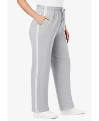Woman Within Women's Better-Fleece Side-Stripe Pull-On Sweatpants