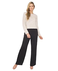 CeCe Women's Long Sleeve Crew Neck Sequin Blouse