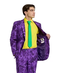 OppoSuits Men's The Joker Premium Costume - Official Dc Comics Halloween Character Slim Fit Suit Purple Includes Blazer, Pants and Tie