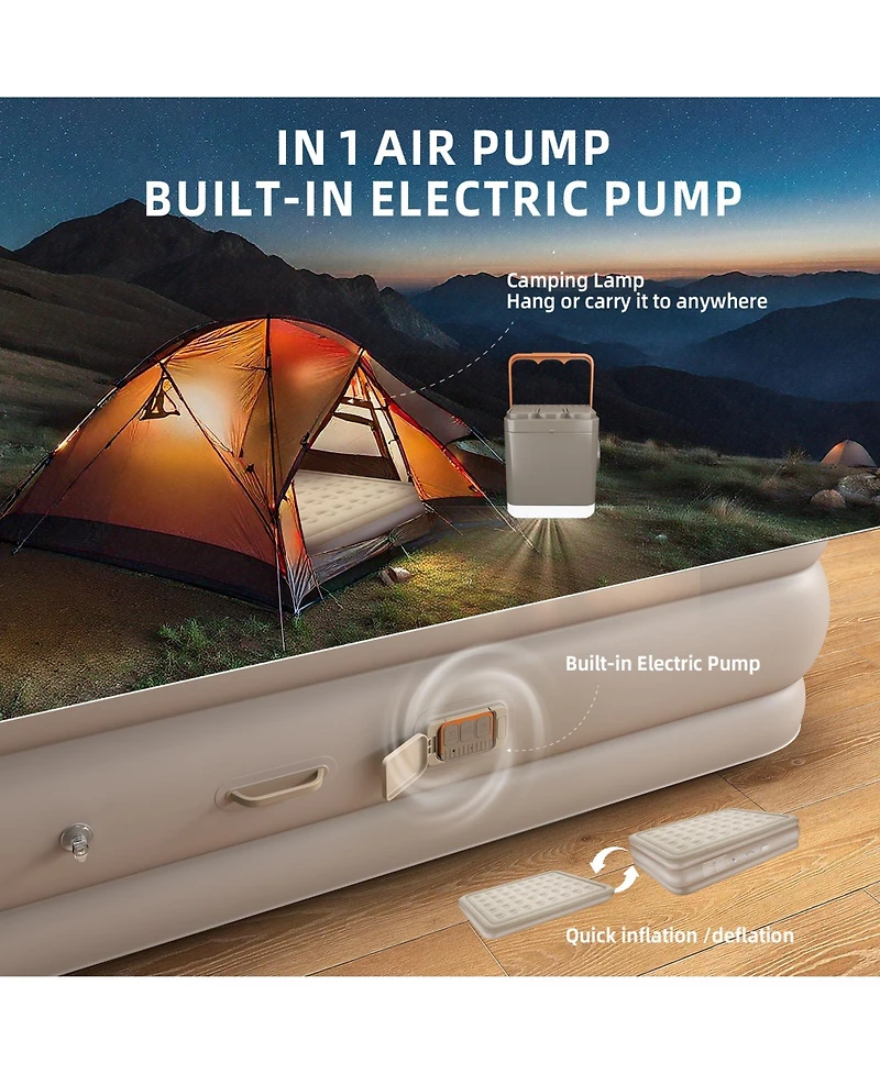 18-Inch Queen Air Mattress Elevated Inflatable Bed with Built-in Electric Pump