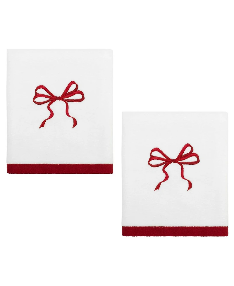 Avanti Christmas Bows Cotton 2-Pc. Hand Towel Set, 28" x 16"