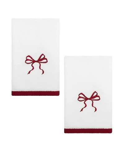 Avanti Christmas Bows Cotton 2-Pc. Fingertip Towel Set, 18" x 11"