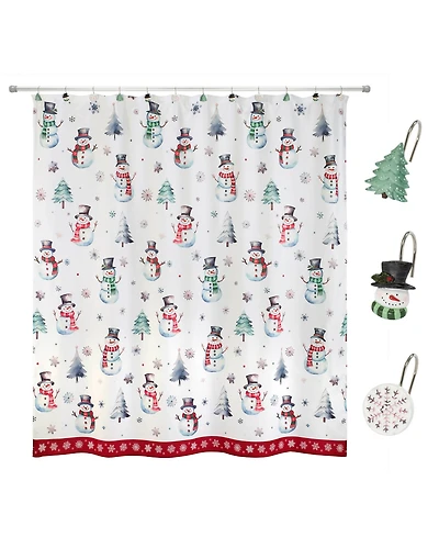 Avanti Winter Snowman Shower Curtain and 12-Pc. Shower Curtain Hooks Set