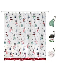 Avanti Winter Snowman Shower Curtain and 12-Pc. Shower Curtain Hooks Set