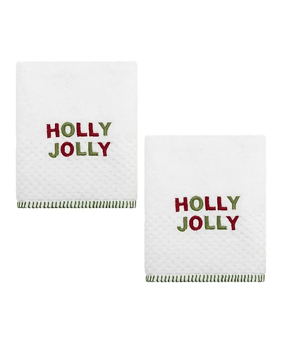Avanti Holly Jolly Cotton 2-Pc. Hand Towel Set, 28" x 16