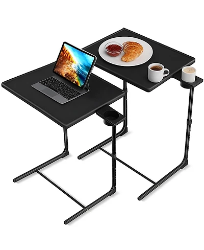 2-Pack Folding Tv Tray Table Set Mobile Laptop Desk with Adjustable Height & Angles