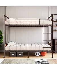 gaomon Metal Bunk Bed Twin Over Twin, Twin Bunk Beds, Heavy Duty Twin Size Metal Bunk Bed with High Guardrail & Ladders, Convertible Bunk Beds for Kid