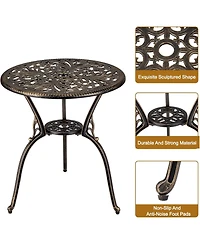 gaomon Patio Bistro Sets 3 Piece Outdoor Cast Aluminum Patio Bistro Set, Patio Table and Chairs Set of 2 with Umbrella Hole for Yard, Garden, Balcony,