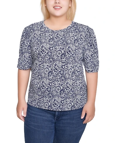 Ny Collection Plus Short Sleeve Crew Neck Top