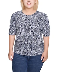 Ny Collection Plus Short Sleeve Crew Neck Top