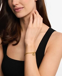 Michael Kors Gold-Tone Logo Charm Chain Bracelet