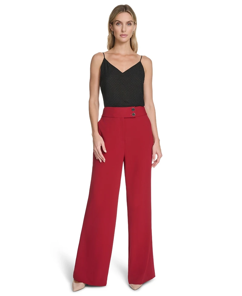 Calvin Klein Women's Mid-Rise Wide-Leg Pants