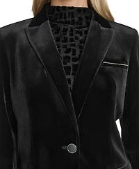 Calvin Klein Women's Long Sleeve One-Button Velvet Jacket