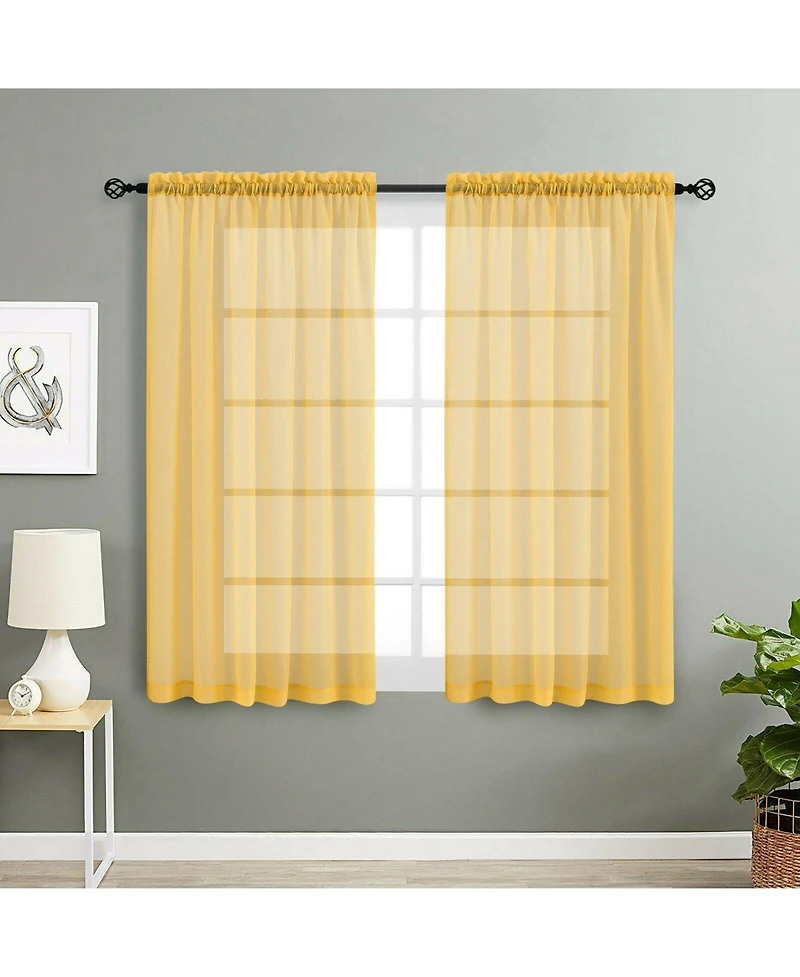 Kate Aurora Designer Sheer Voile Rod Pocket Curtains For Small Windows