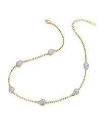 Rachel Glauber Two-Toned with Clear Cubic Zirconia Station Necklace