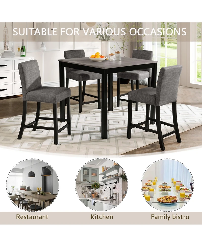Casainc 5 Piece Counter Height Table Set with 4 Chairs for Kitchen or Dining Room