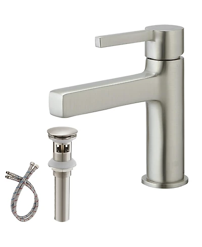 Single Handle Single Hole Modern Bathroom Faucet Bathroom Drip-Free Vanity Sink Faucet in Brushed Nickel