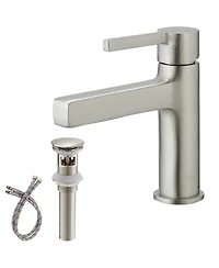 Single Handle Single Hole Modern Bathroom Faucet Bathroom Drip-Free Vanity Sink Faucet in Brushed Nickel