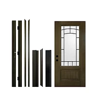Chic Crate 36"x80" Fiberglass Front Door with Frosted Glass, Vinyl Frame Included