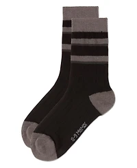 Memoi Boys Tonal Stripe Cotton Rich Crew Sock