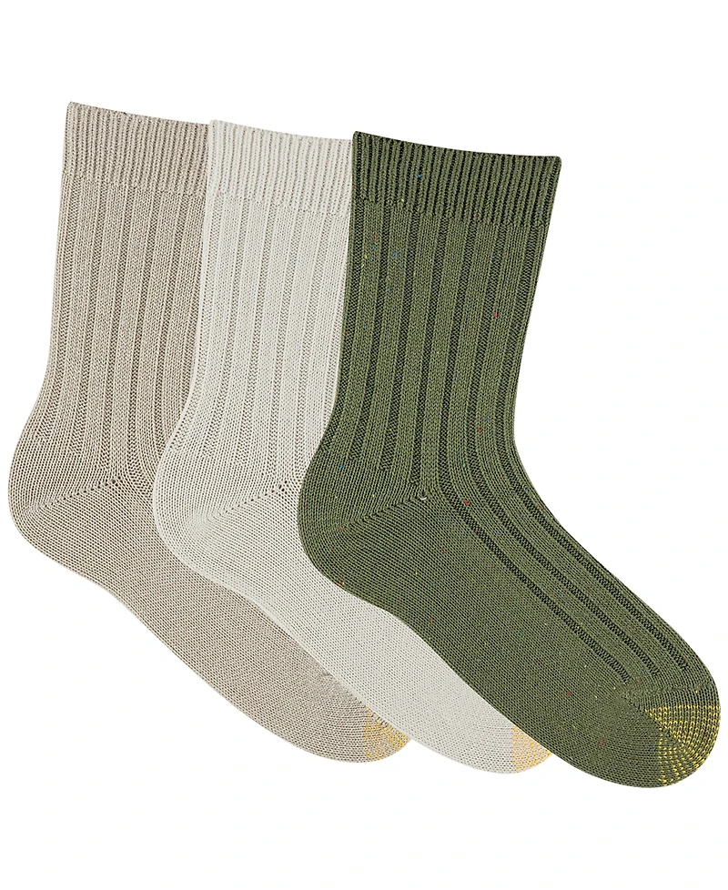 Gold Toe Women's 3-Pack Marled Rib Crew Socks