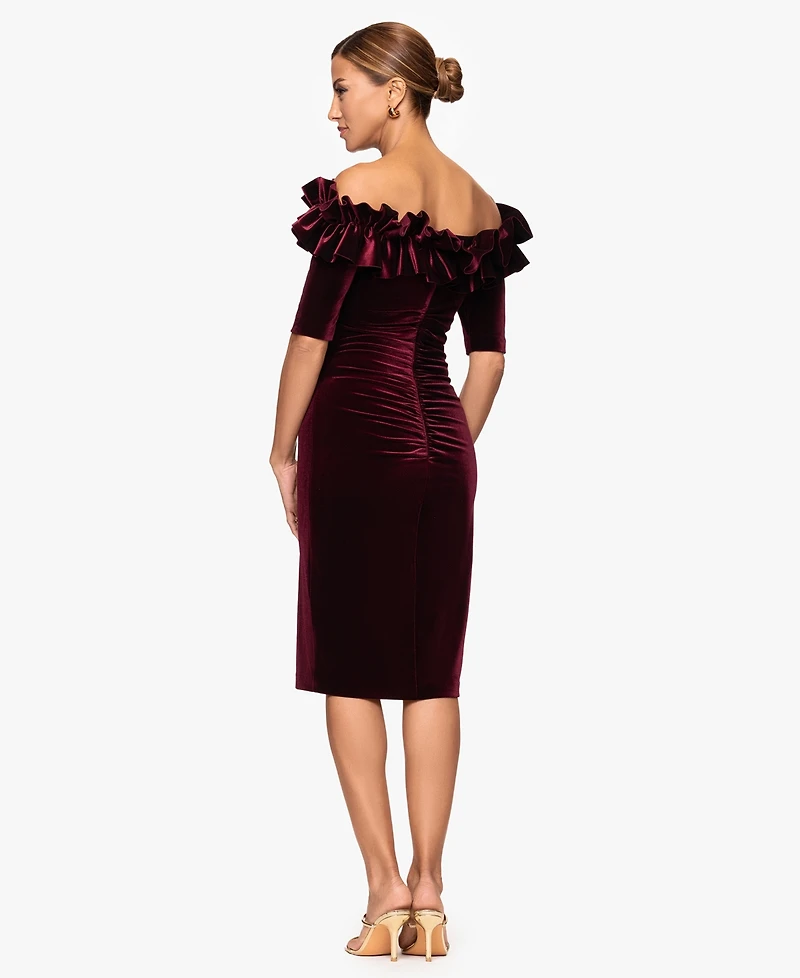 Xscape Women's Off The Shoulder Ruffle Dress