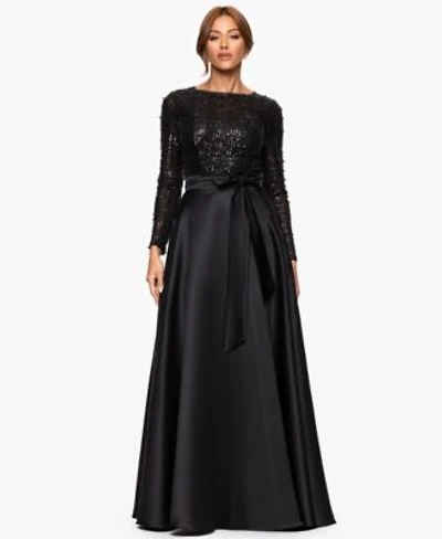 Xscape Womens Long Sleeve Ball Gown