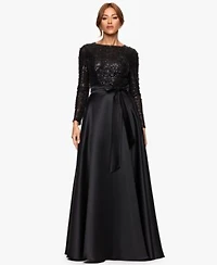 Xscape Womens Long Sleeve Ball Gown