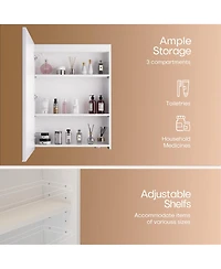 Hauschen Home 32x24 inch Led Lighted Medicine Cabinet with Mirror, Moisture-Resistant Wood, Stepless Dimmable, 3000K/5500K, Defogger, Adjustable Shelf