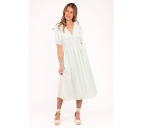 Petal and Pup Women's Ronnie Short Sleeve Midi Dress - Green Blue Stripe