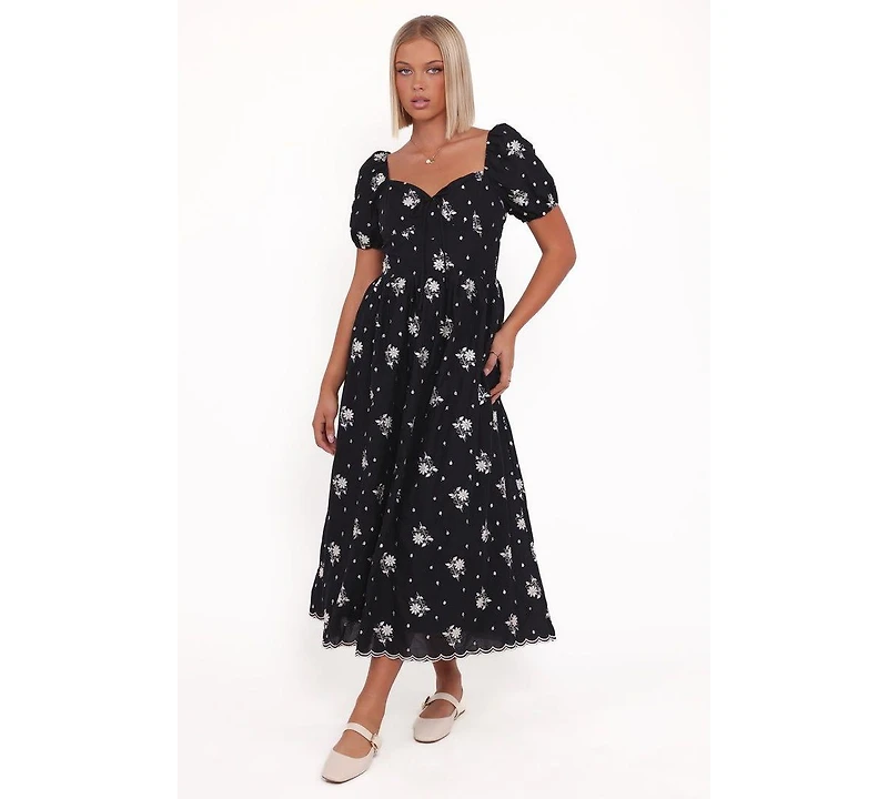 Petal and Pup Women's Rosemarie Midi Dress - Black Floral