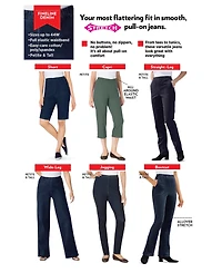 Woman Within Women's Straight Leg Fineline Pull-On Stretch Denim Jeans