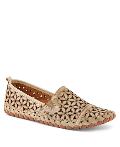Spring Step Flowerflow Laser-Cut Leather Loafer with Floral Detailing and Flexible Sole