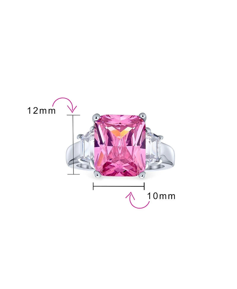 Bling Jewelry Art Deco Style Sterling Silver 8CTW Yellow Cz Rectangle Emerald Cut Cocktail Statement Ring Cubic Zirconia Baguette Stepped Side Stones