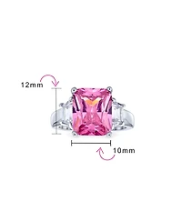 Bling Jewelry Art Deco Style Sterling Silver 8CTW Yellow Cz Rectangle Emerald Cut Cocktail Statement Ring Cubic Zirconia Baguette Stepped Side Stones