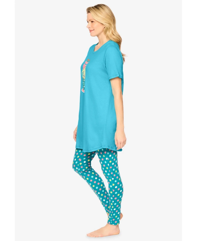Dreams & Co. Women's Graphic Tunic Pj Set