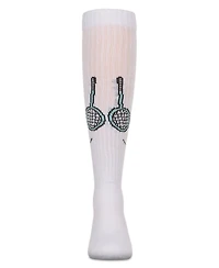 Memoi Big Girls Ribbed Stretch Cotton "Tennis Smiley Face" Knee Sock