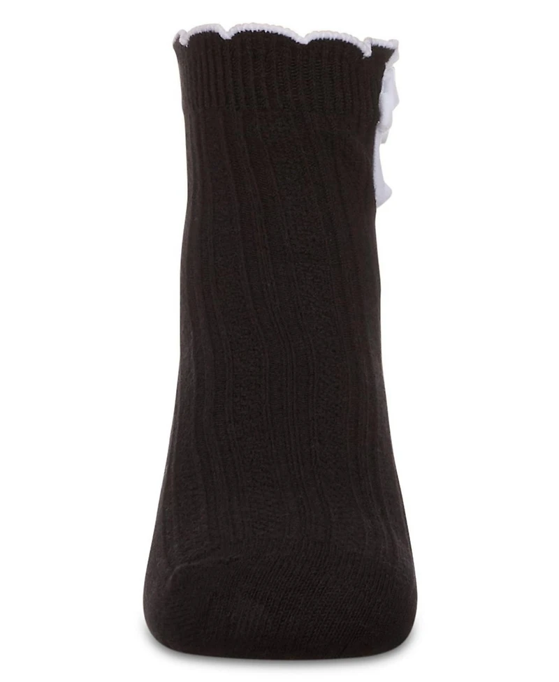 Memoi Girls' Floral Button Anklet Socks