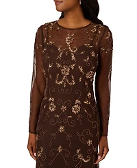 Adrianna Papell Petite Beaded Long Sleeve Dress