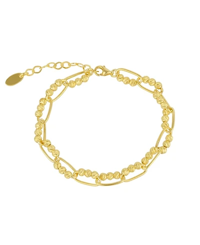 Spero London Sterling Silver Paperclip and Beaded Twisted Chain Bracelet
