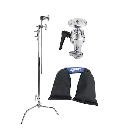 Kupo 40" Master C-Stand with Sliding Leg Kit with Camera Mounting Plate and 10 lbs Weight Bag