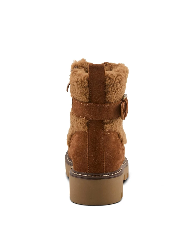 Azura Spring Step Namiko Suede and Sherpa Bootie with Faux Fur Lining Lug Sole