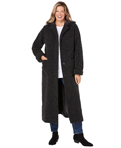 Woman Within Plus Size Long Hooded Berber Fleece Coat