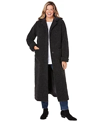 Woman Within Plus Size Long Hooded Berber Fleece Coat
