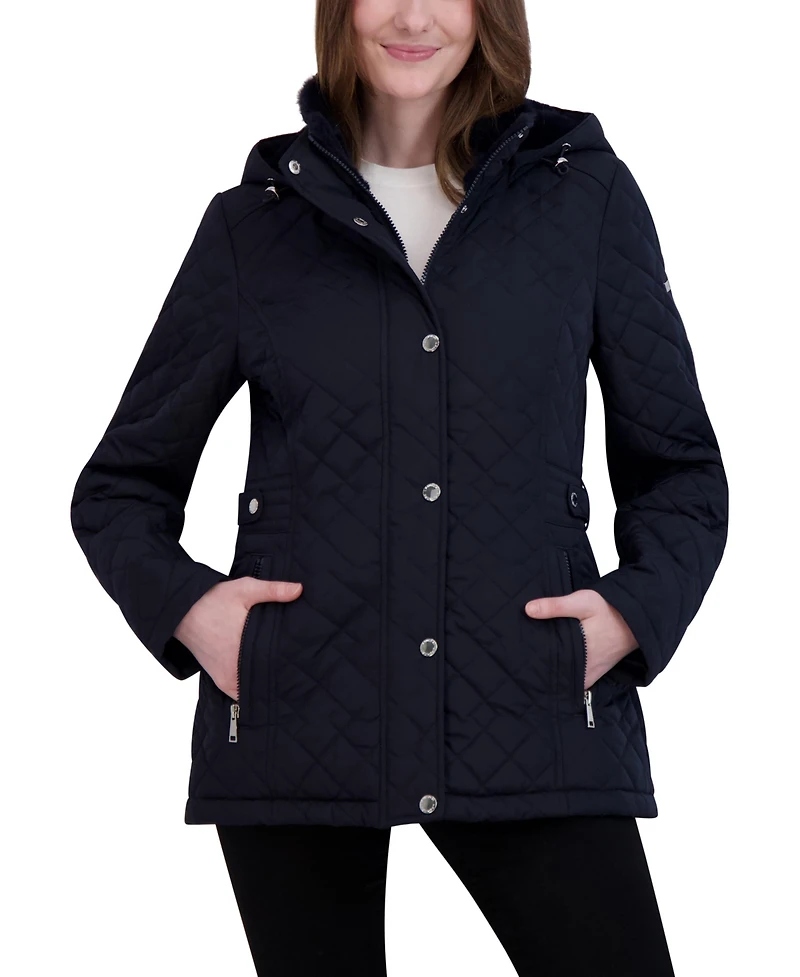 Laundry By Shelli Segal Women's Quilted Hooded Coat