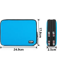 Bubm Medium Blue Electronics Organizer - Double Layer Travel Gadget Bag for Cables, Usb Drives, Plugs, iPad Mini & Accessories