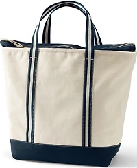 Lands' End Large 5 Pocket Zip Top Canvas Tote Bag