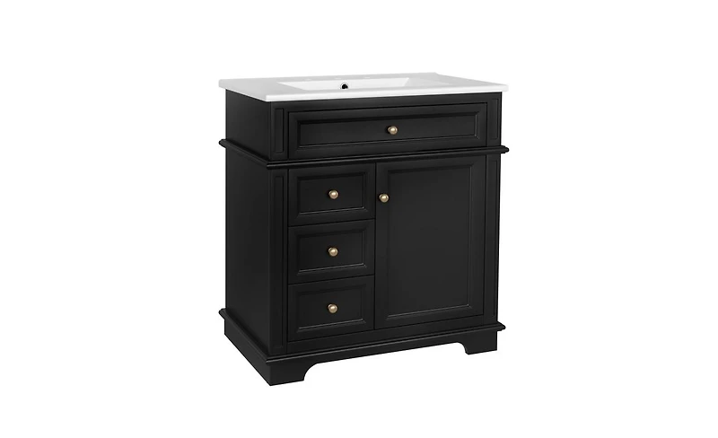 Slickblue Bathroom Vanity with Sink Soft Closing Door Tip-Out Drawer and Three Drawers
