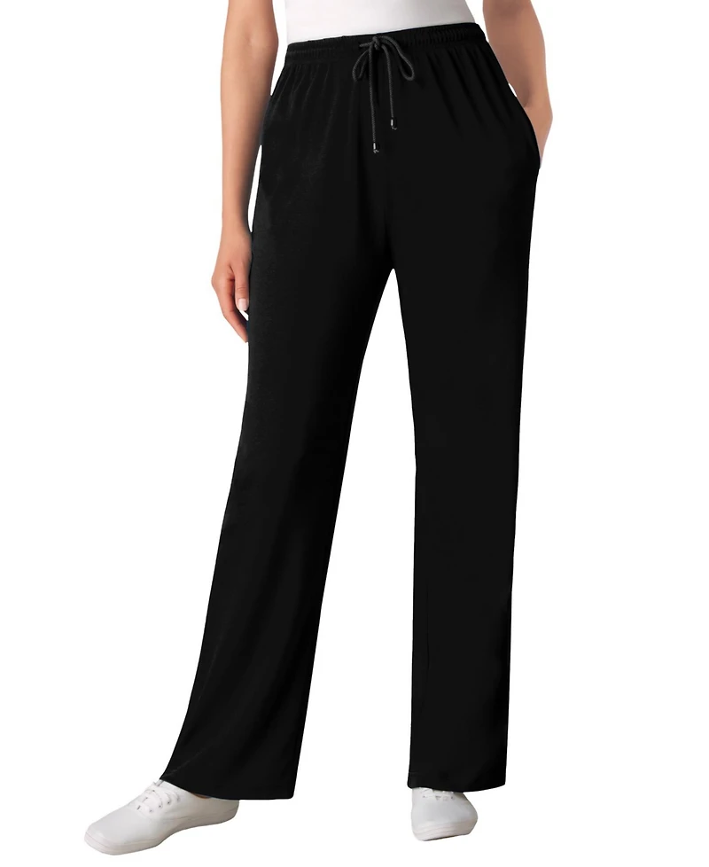 Woman Within Women's Plus Tall Sport Knit Straight Leg Pant