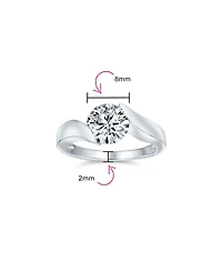 Bling Jewelry Modern 3CT Round Cz Tension Set Solitaire Promise Ring with Plain Band in Sterling Silver